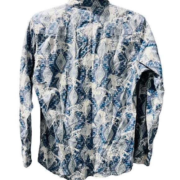 Wrangler Aztec Horses Pearl Snap Long Sleeve Button Down Women's Shirt Size XL - Picture 6 of 7